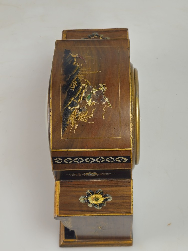 Fine Smiths Chinoiserie Lacquered Mantel Clock