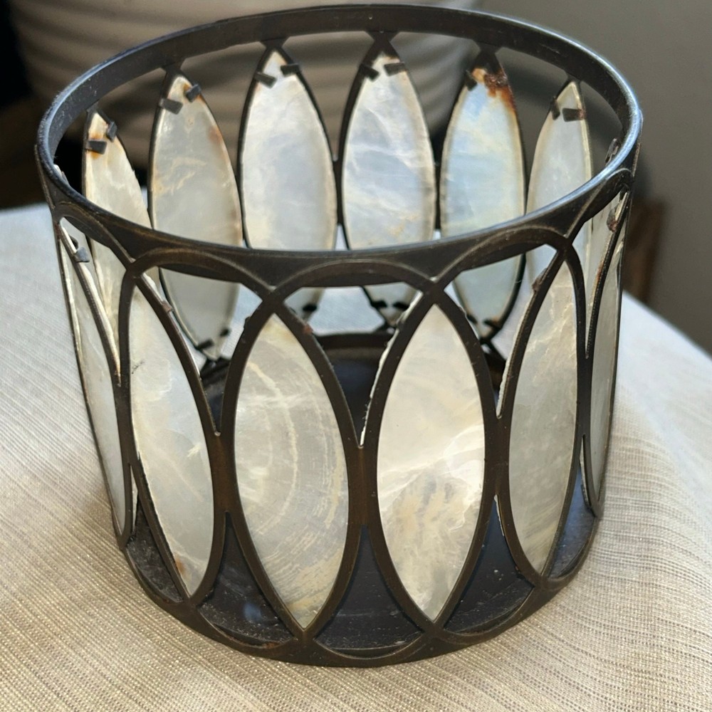 Capiz shell three wick candle holder cover