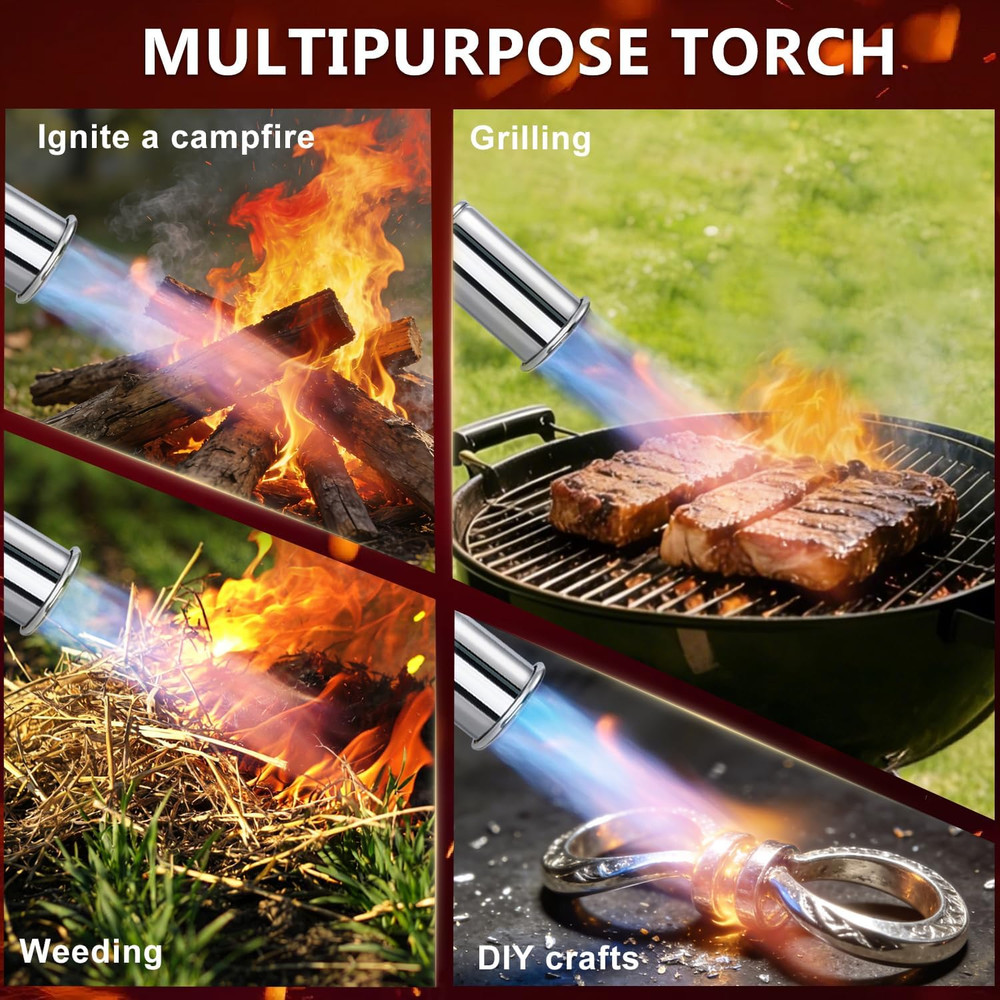 Powerful Propane Torch with Detachable Design, Adjustable Flame Kitchen Blow Tor