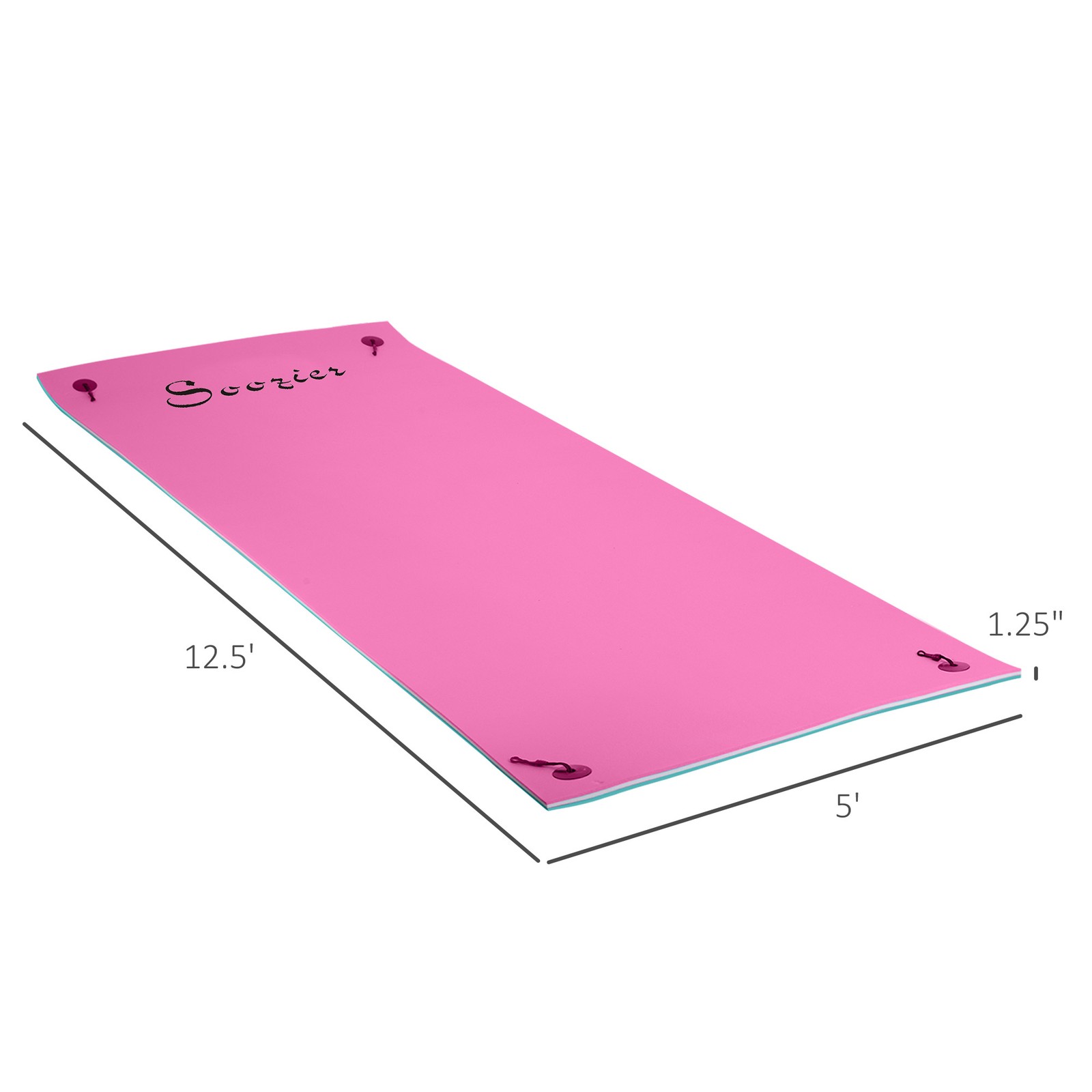 12.5' x 5' Floating Mat with Drink Holders 3-Layer Lily Pad, Pink