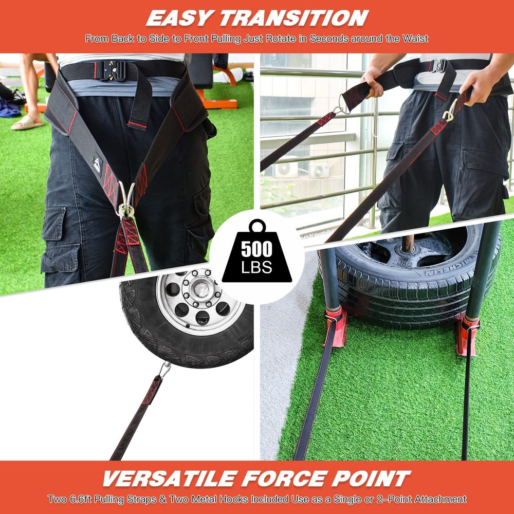 Adjustable Sled Pulling Belt for Strength Training, Agility & Core Workouts