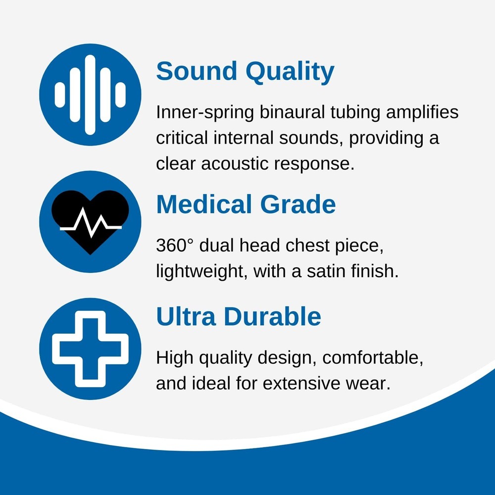 HCS Blue Dual Head Stethoscope - Lightweight, Durable & Comfortable for Nurses