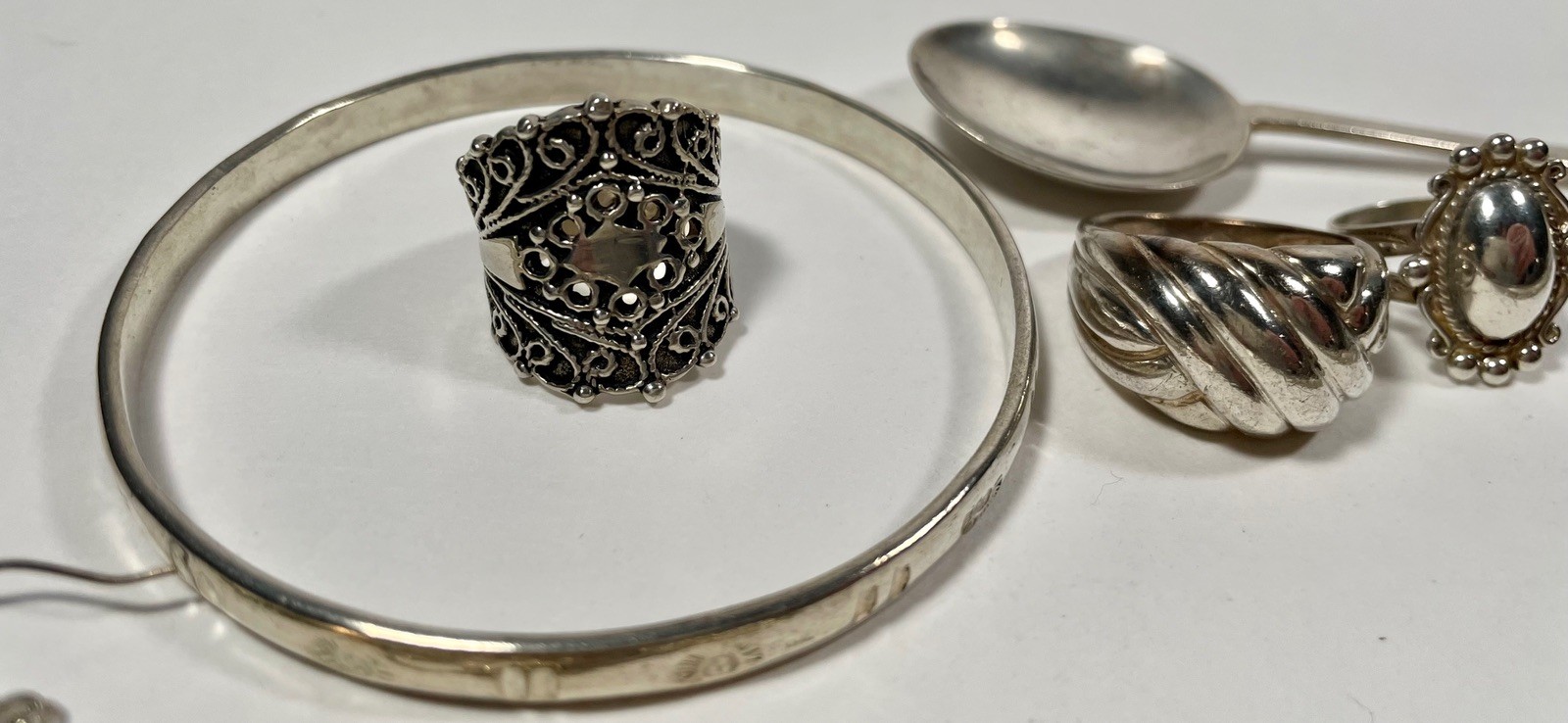 925 STERLING SILVER JEWELRY RINGS PENDANTS BRACELET NECKLACES SPOON 76.5 grams