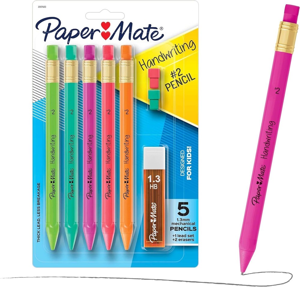 8-Count Triangular Mechanical Pencil Set for Kids - Fun Barrel Colors & Refills