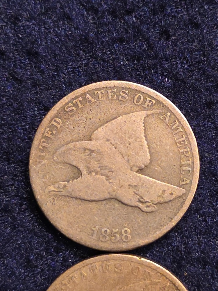 1858 Large Letters and Small Letters 1C Flying Eagle One Cent