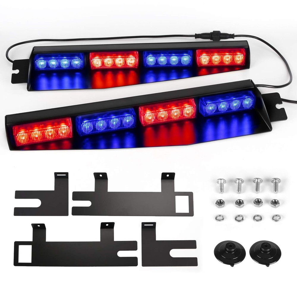 ASPL 32LED Visor Lights 26 Flash Patterns Windshield Emergency Hazard Warning...