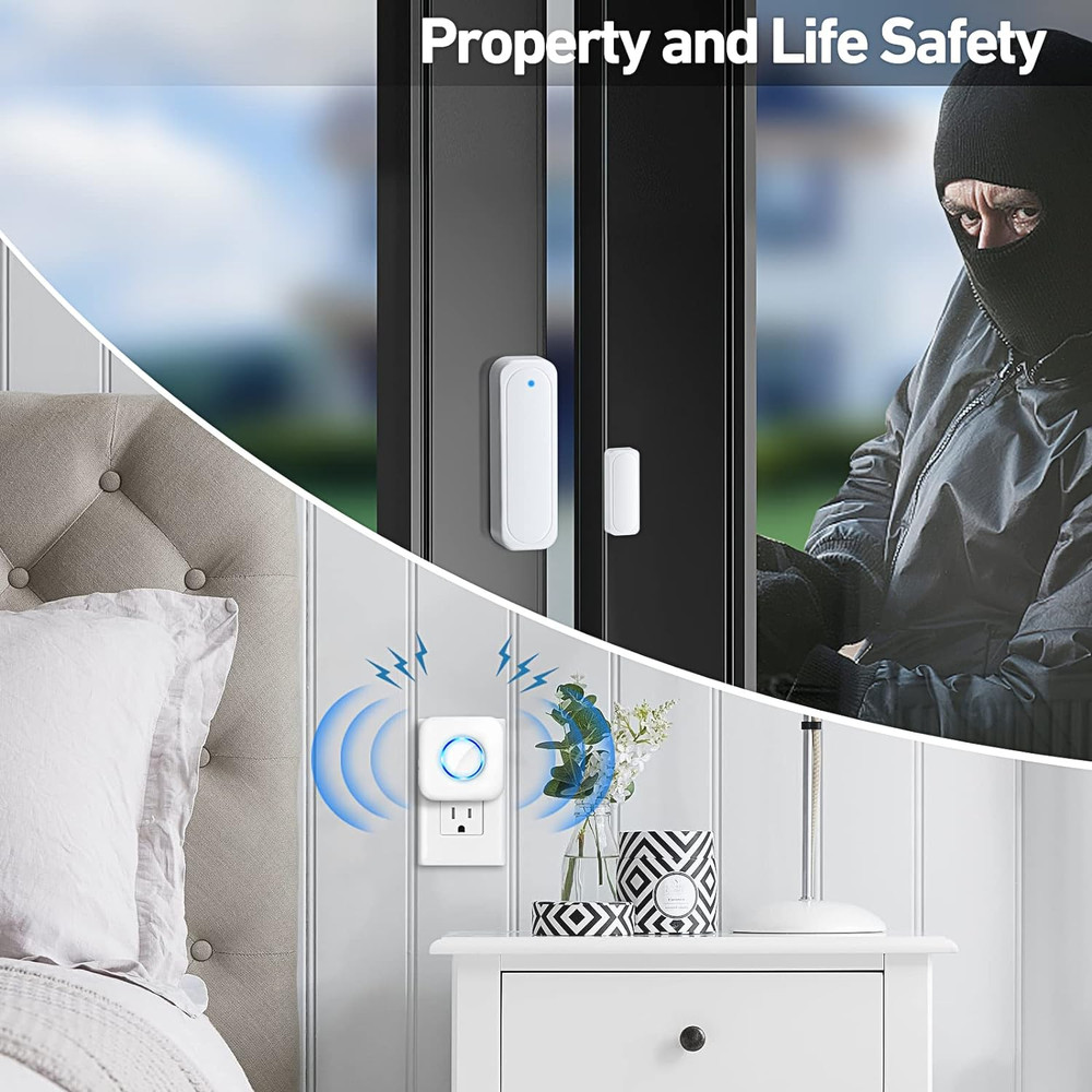 Wireless Door Chime Alarm with 600 FT Range - Easy Install Contact Sensor