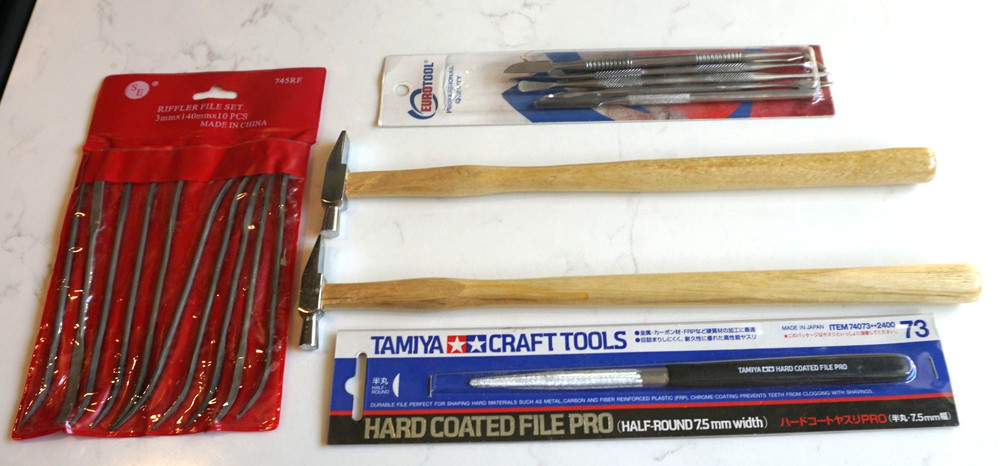 Model Ship Building Tool Lot, Constructo Hammers. Riffler Files. Eurotools