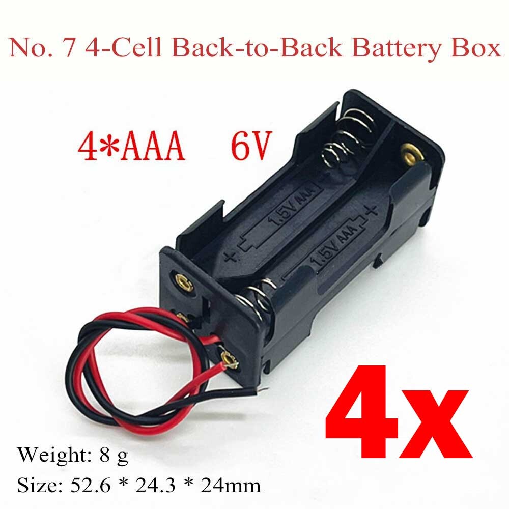 4pcs Four/4X AAA DIY Battery Holder Case Box Base 6V/5V Volt With Bare Wire Ends