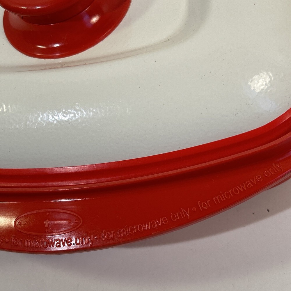 RANGE MATE MICROWAVE GRILL Pan Steaks RED/WHITE RECTANGULAR Covered Dish VTG