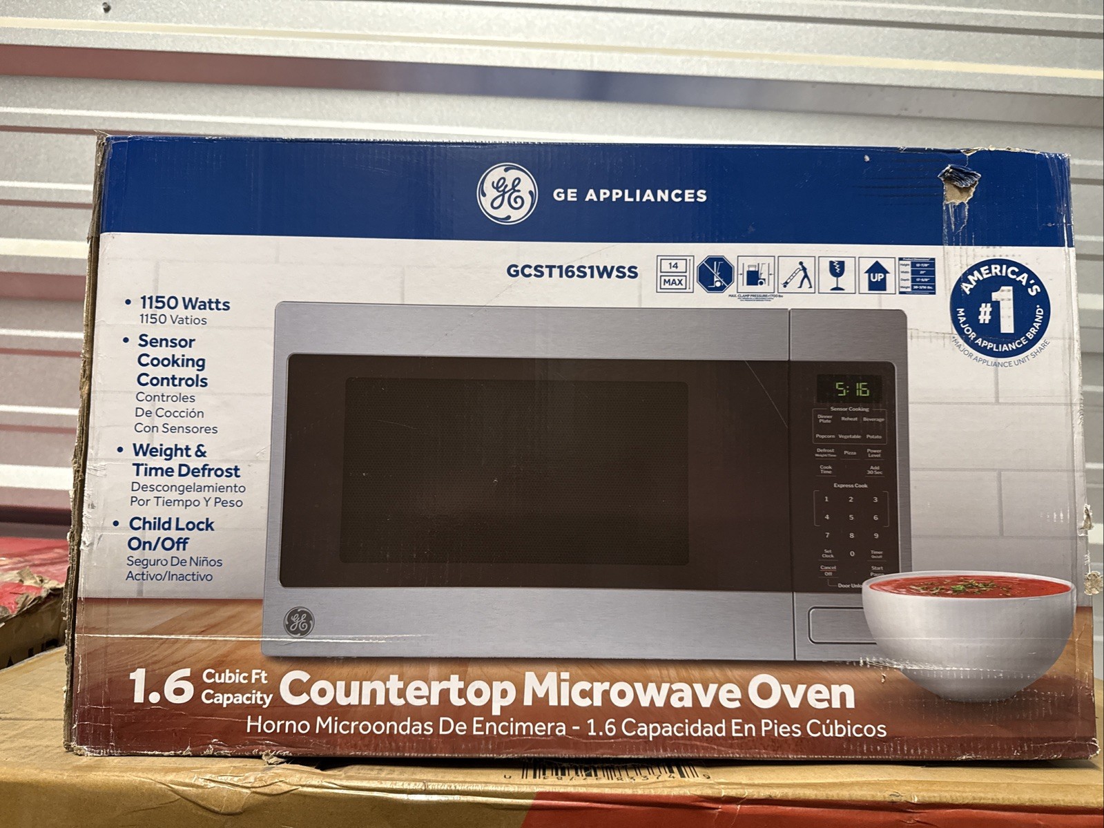 GE 1.6 Cu. Ft. Countertop Microwave Oven GCST16S1WSS