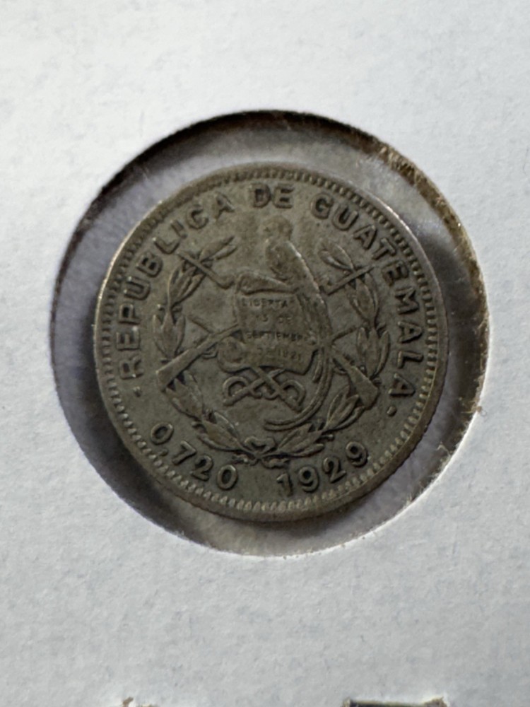 1929 Guatemala 5 Centavos Silver Coin