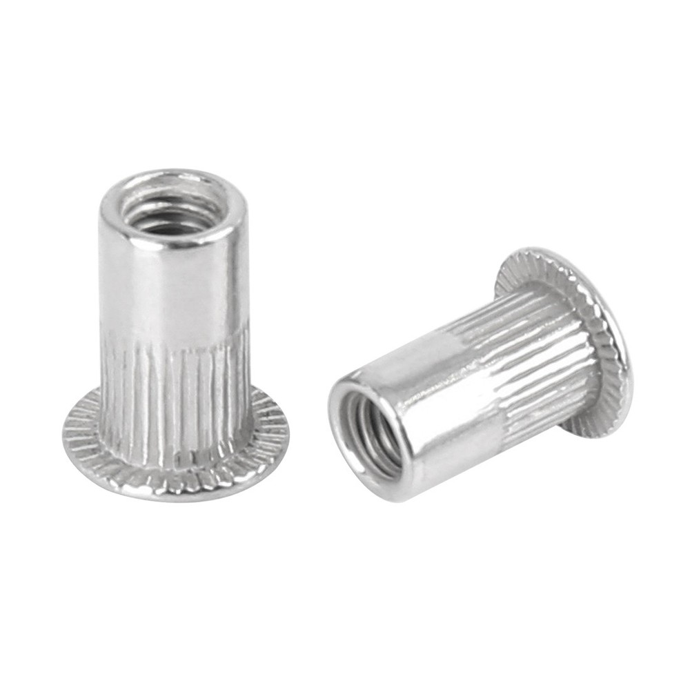 30 Pcs M4 Silver Tone Stainless Steel Car Flat Head Rivet Nut Threaded Insert