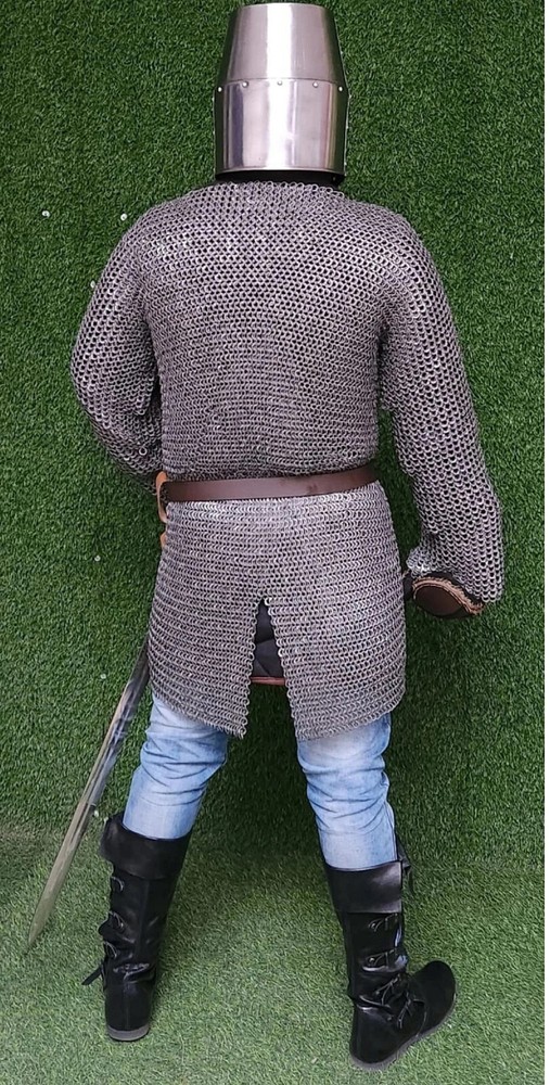 9mm Flat Riveted Chainmail Shirt Full Sleeve Medium LARP Armor