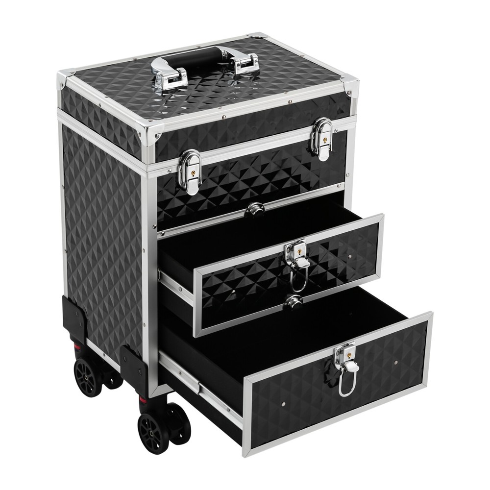 Professional Rolling Makeup Case Cosmetic Organizer Train Case Cosmetic Trolley