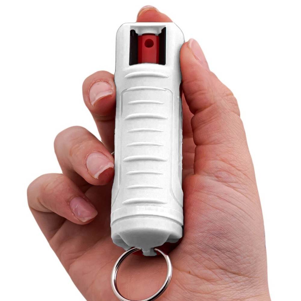 2 Pack BURN Pepper Spray 1/2oz White Molded with Quick Release Keychains OC