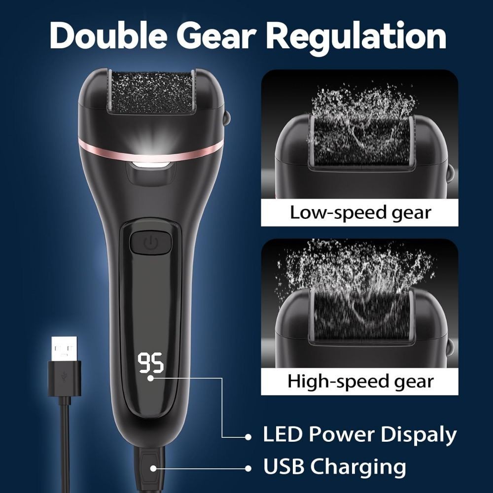 Electric callus remover test winner with3 replacement rollers to remove calluses