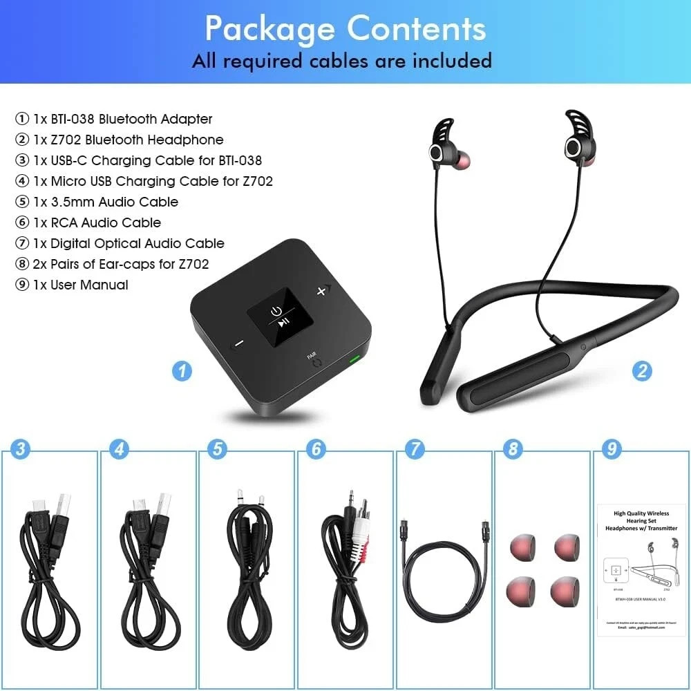 Golvery Bluetooth Headphones Transmitter for TV Watching, Neckband Wireless