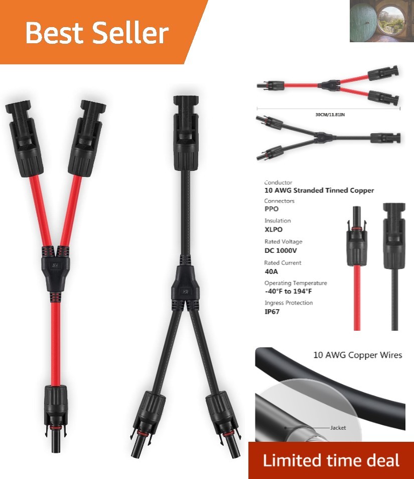 Solar Connectors 10AWG Y Branch Parallel Adapter - Reliable 40A Performance