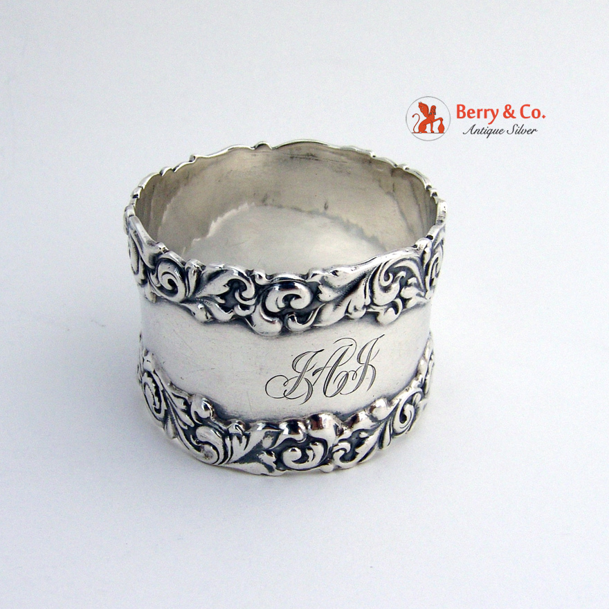 Napkin Ring Scroll Edge Sterling Silver 1899