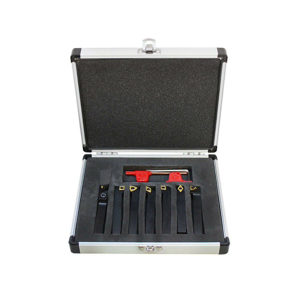 Carbide Indexable Turning Tool 3/8" 7 pc Lathe Tool Bit Set Thread Insert+Holder