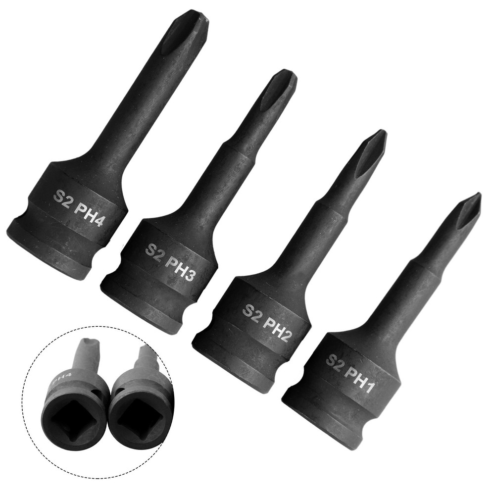 3 8inch Corss Screwdriver Bit Drive Socket Adapter Head PH1 PH2 PH3 PH4