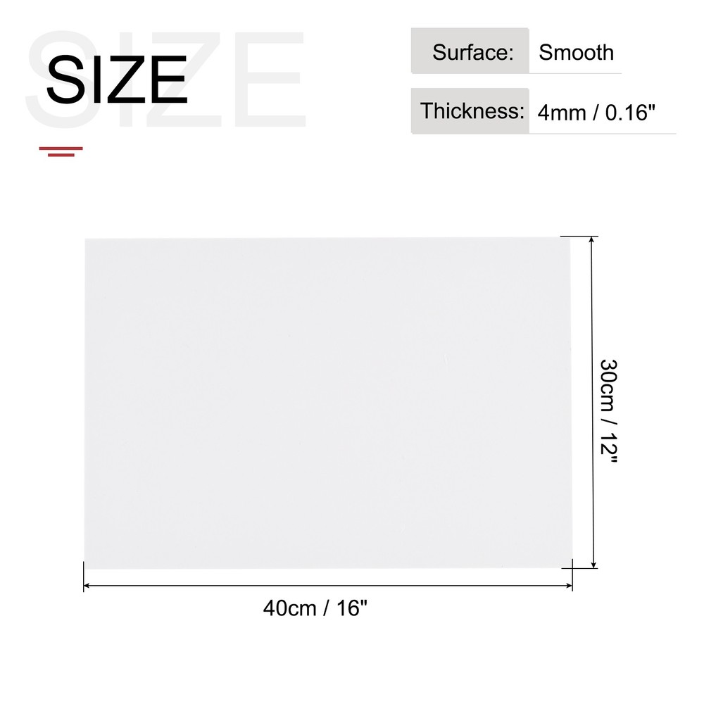 ABS Plastic Sheet 16 x 12 x 0.16" ABS Styrene Sheets White 3 Pcs