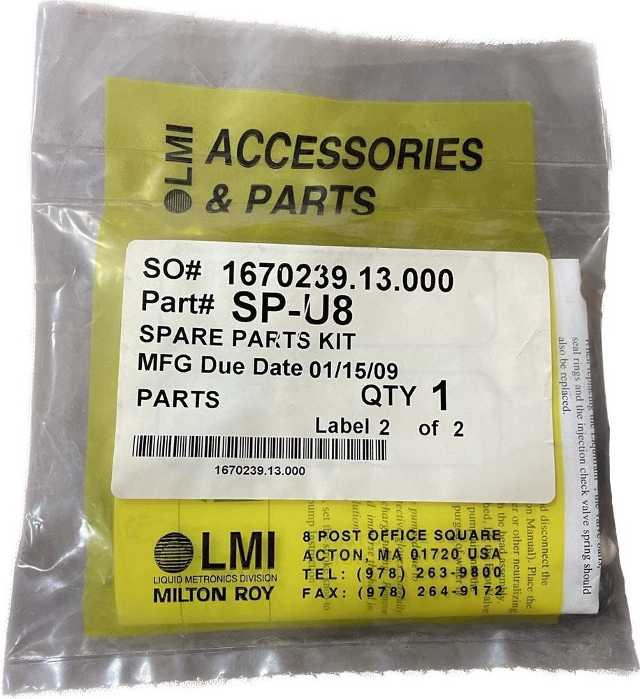 LMI SP-U8 Liquid End Rebuild Kit