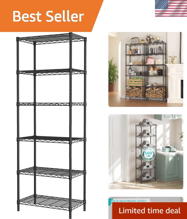 Rustproof 6 Tier Wire Shelf - Durable Storage for Kitchen, Garage, and Bathroom