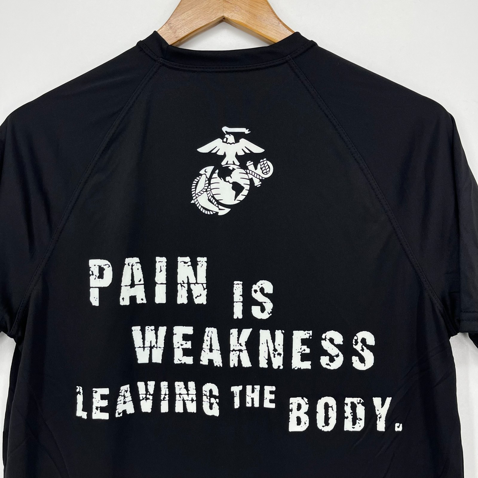 USMC Marines Short Sleeve T-Shirt Men's Size S Black Moisture Wicking USA NWOT