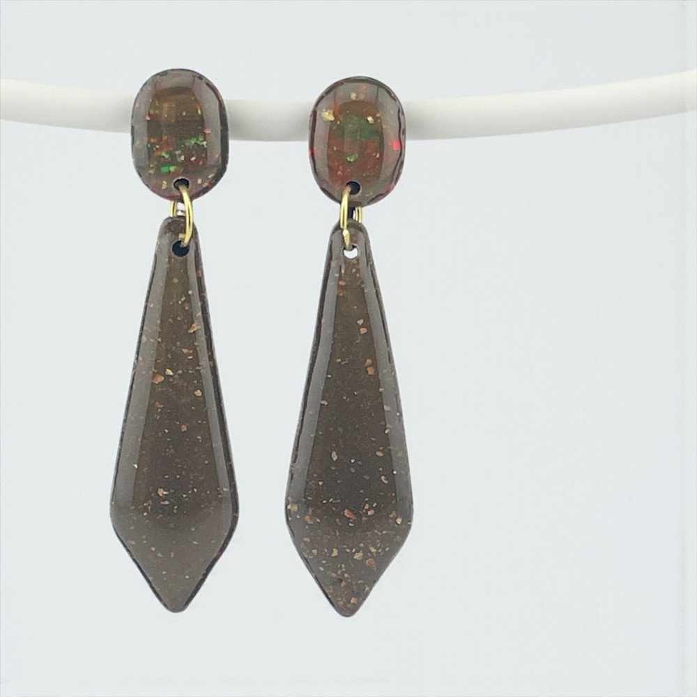 Earring: 2.5in Handmade Multicolor Polymer Clay Stud Dangles