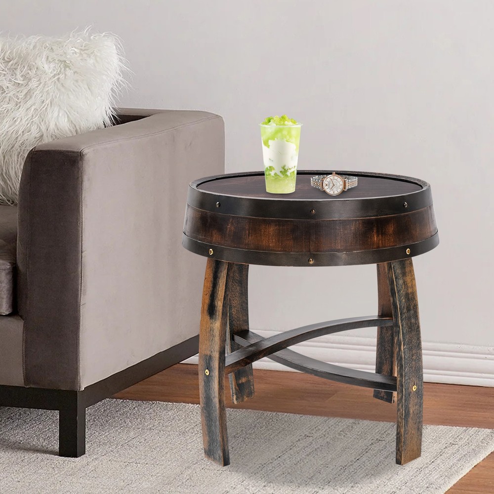 Solid Wood Round Barrel-style End Table Home Tea/coffee Table Wine Side Table