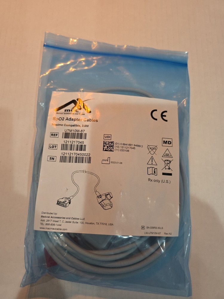 U7M10M-87 SpO2 ADAPTER CABLE - MASIMO COMPATIBLE, 3m - NEW