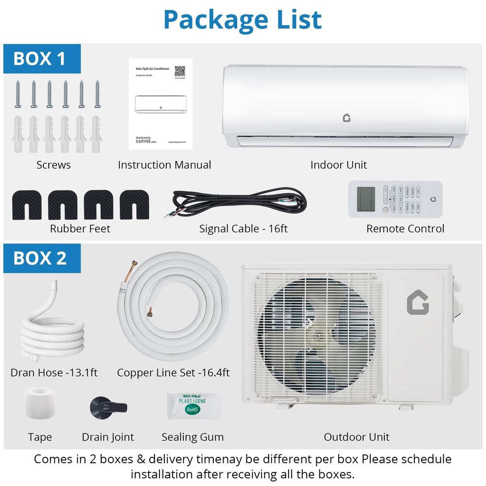 9000 BTU Mini Split Air Conditioning/Heating System 115V Inverter Mini Split AC