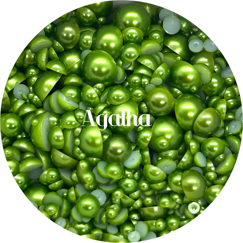 Flat Back Non-Hot Fix Pearls - Olive Green