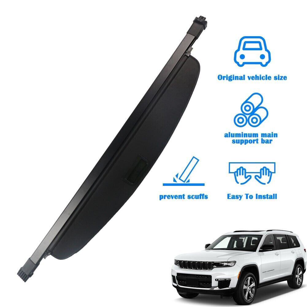 For 2022-2025 Jeep Grand Cherokee 2-Row Cargo Cover Trunk Security Shield Shade
