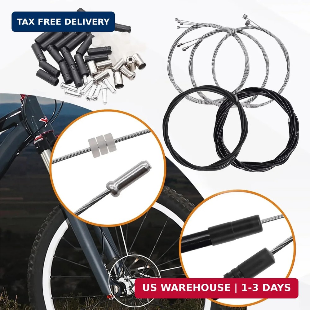 Mannk Universal Bicycle Cable Kit - Shift & Brake Cable Housing with End Caps &