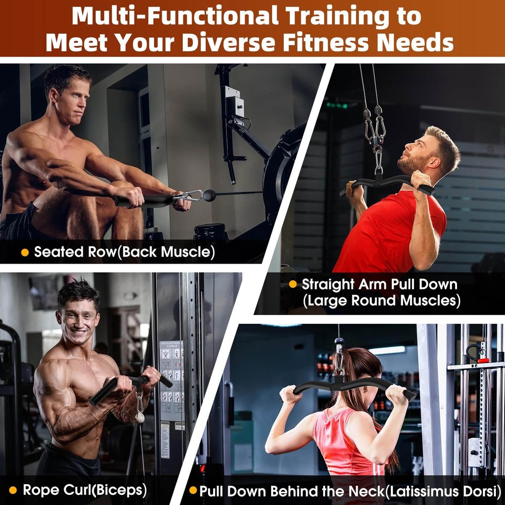 LAT Pull Down Attachment, Gym Tricep Rope Machine LAT Pulldown Bar, Strength ...