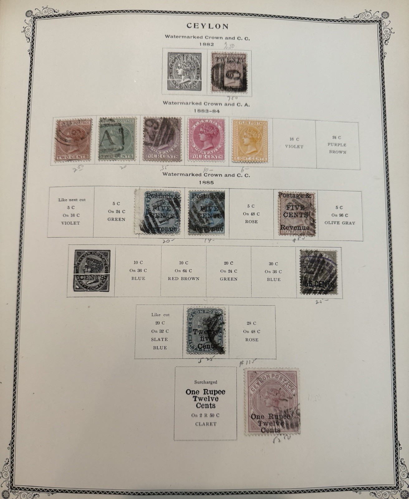 CEYLON Postage Stamps 1882, 1883-84, And 1885 Used