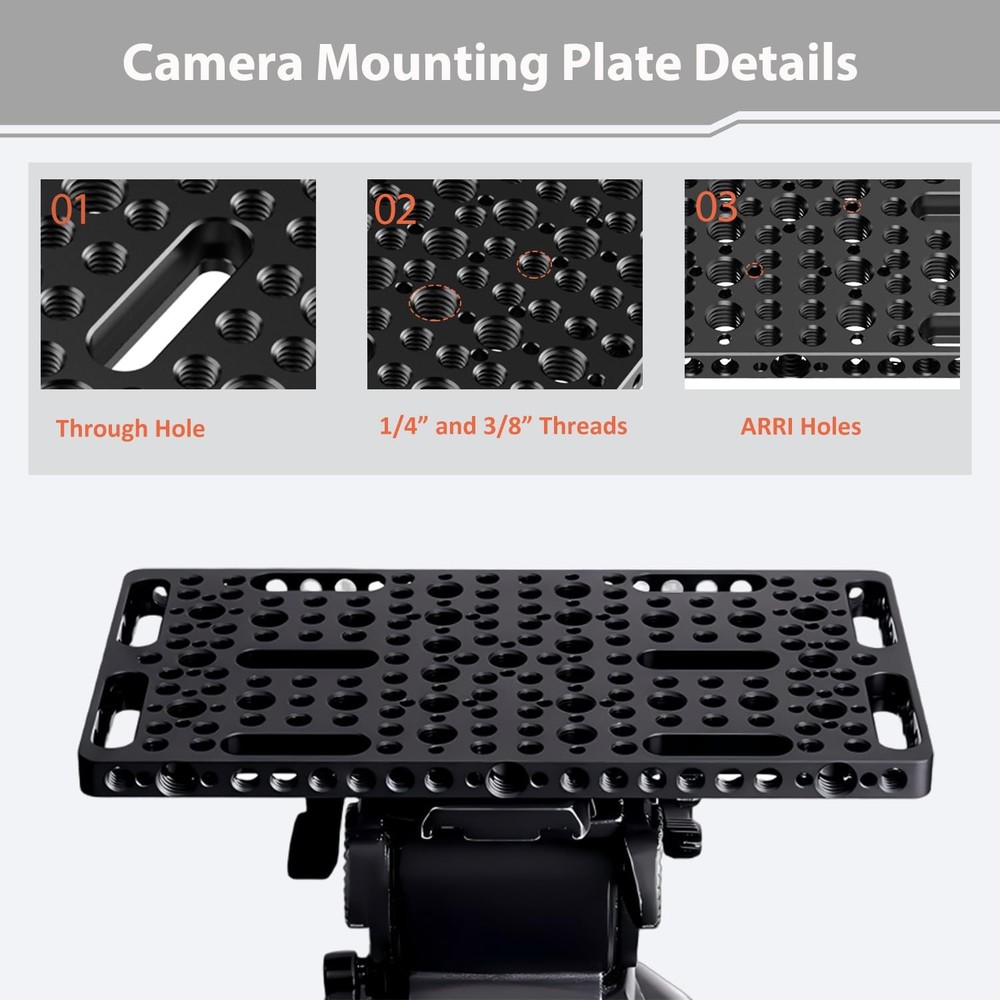 Multi-Functional Camera Cheese Plate with 1/4" 3/8" Threads,Extra Large Chees
