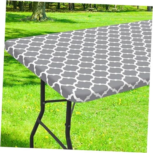 Rectangle Picnic Table Cover, Waterproof Elastic 72" x 30" (Rectangular) Grey