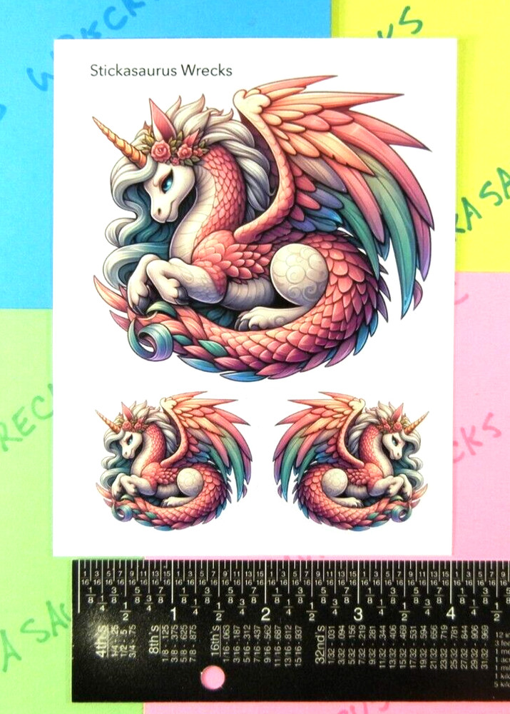 Unicorn Dragon Sticker Sheet Style 1