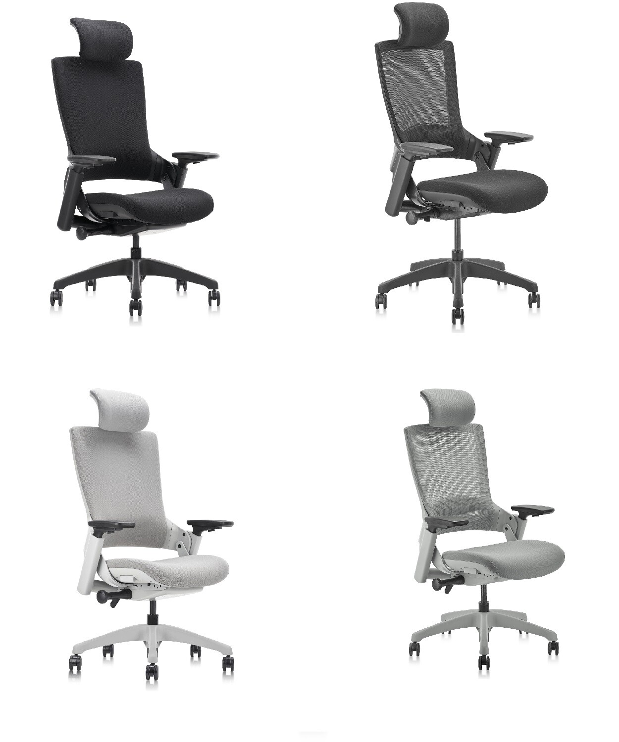 Ergonomic Swivel Office Chair Headrest Adjustable Height Upholstered Back 4D Arm