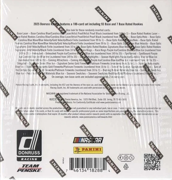 2025 Panini Donruss NASCAR Racing 96 Ct. Mega Box | Factory Sealed