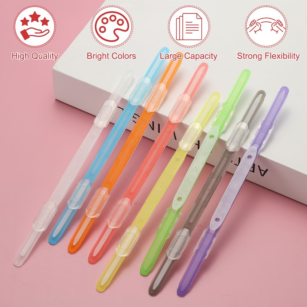 20Pcs Loose-Leaf Paper Binding Clamps, Pink Plastic Paper Organizer