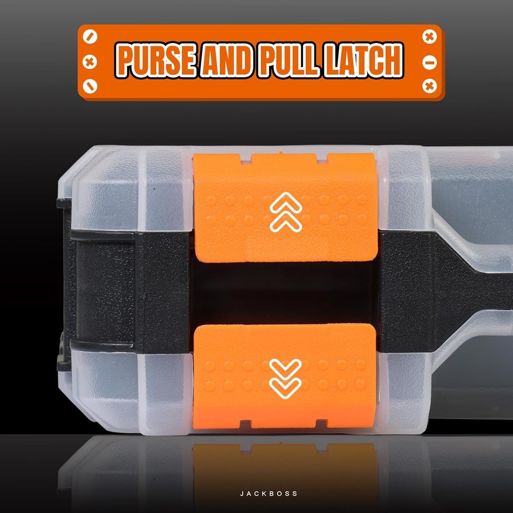 2 Pack Double Side Tool Box, 34-Compartments for Hardware, Screws, Bolts, Nails