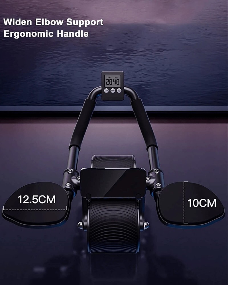 Automatic Rebound Ab Roller Wheel w/ Elbow Support Timer Core Workout Home Gym