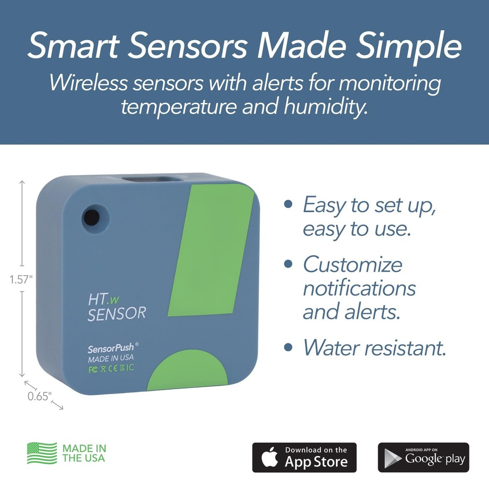 SensorPush HT.w Smart Temperature Sensor & Humidity - 1 Pack, Blue