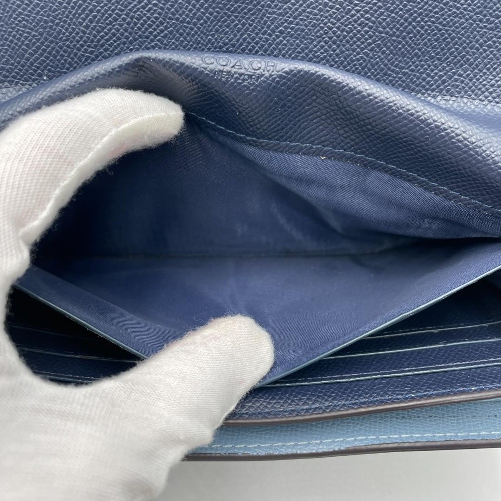 Authentic Coach Leather Long Wallet, Blue