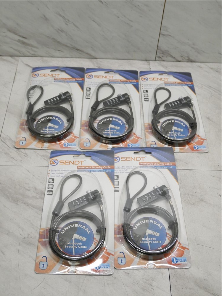5 X NEW X000C8DC7T Sendt Black Notebook/Laptop Combination Lock Security Cable!